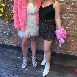 black fringe mini skirt